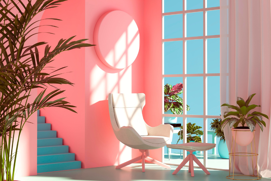 cat kamar warna pink